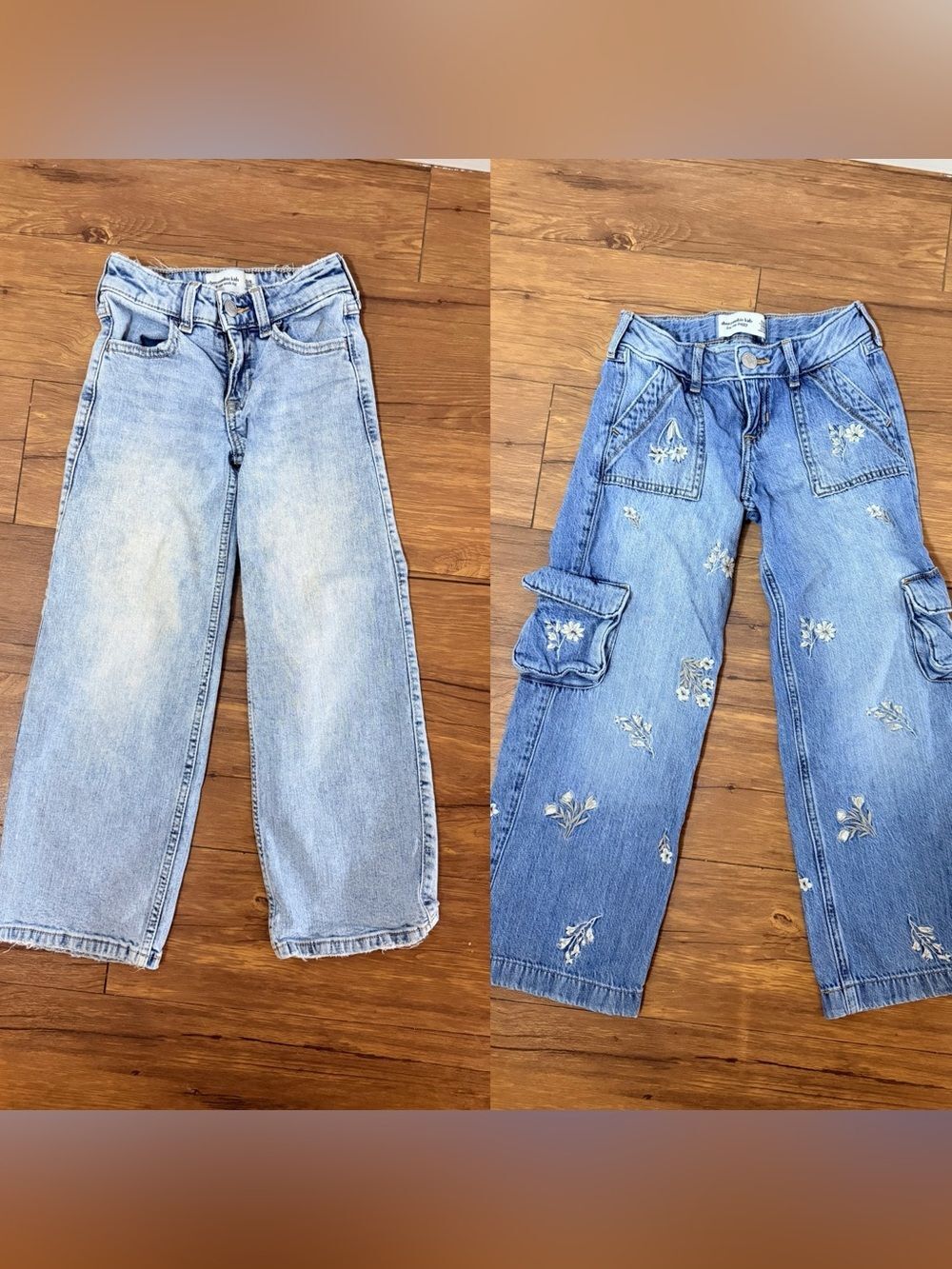Abercrombie & Fitch Girls 5/6 Long Jeans Bundle Lot Baggy Wide Leg